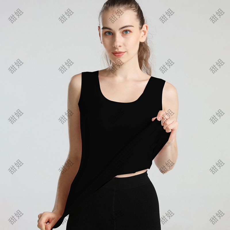 2025保暖背心女无痕德绒发热内衣打底上衣秋冬季磨毛背心