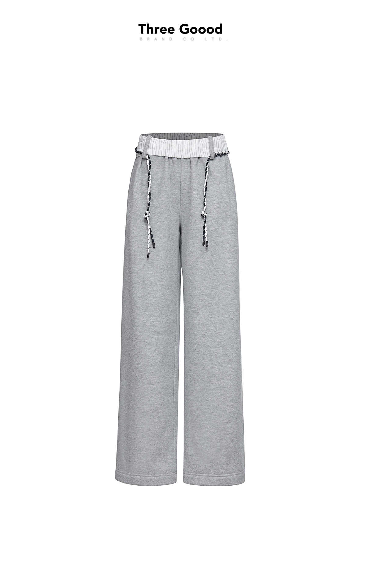 THREE GOOOD/三吉【放价了】自由简意翻折腰设计卫裤SSK241211