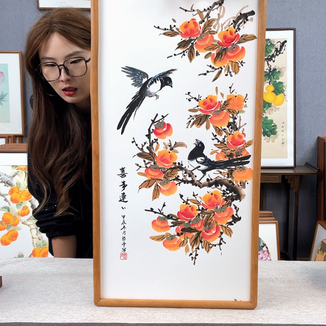 国画手绘带框尺寸：36*69