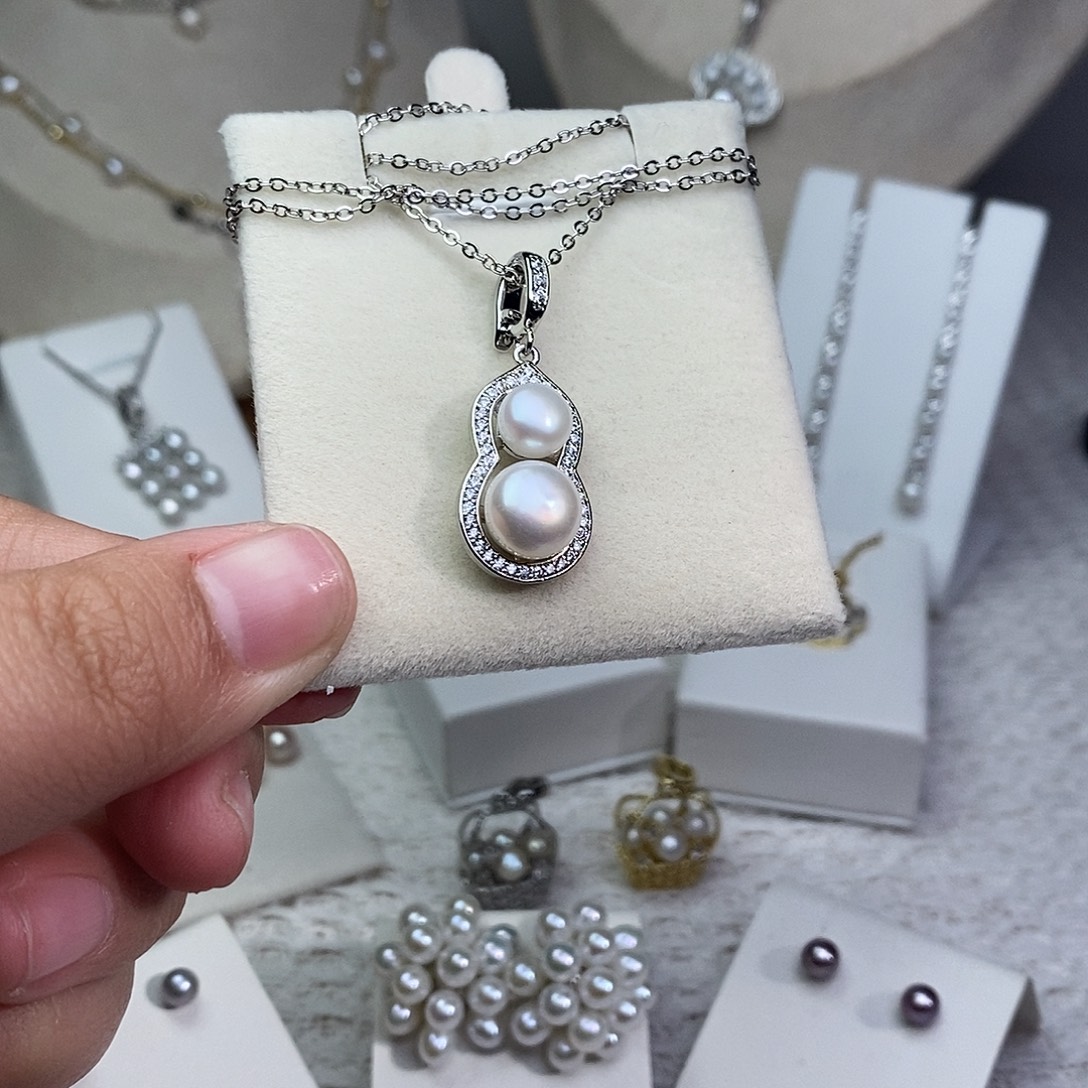 耳饰银S925镶嵌淡水珍珠