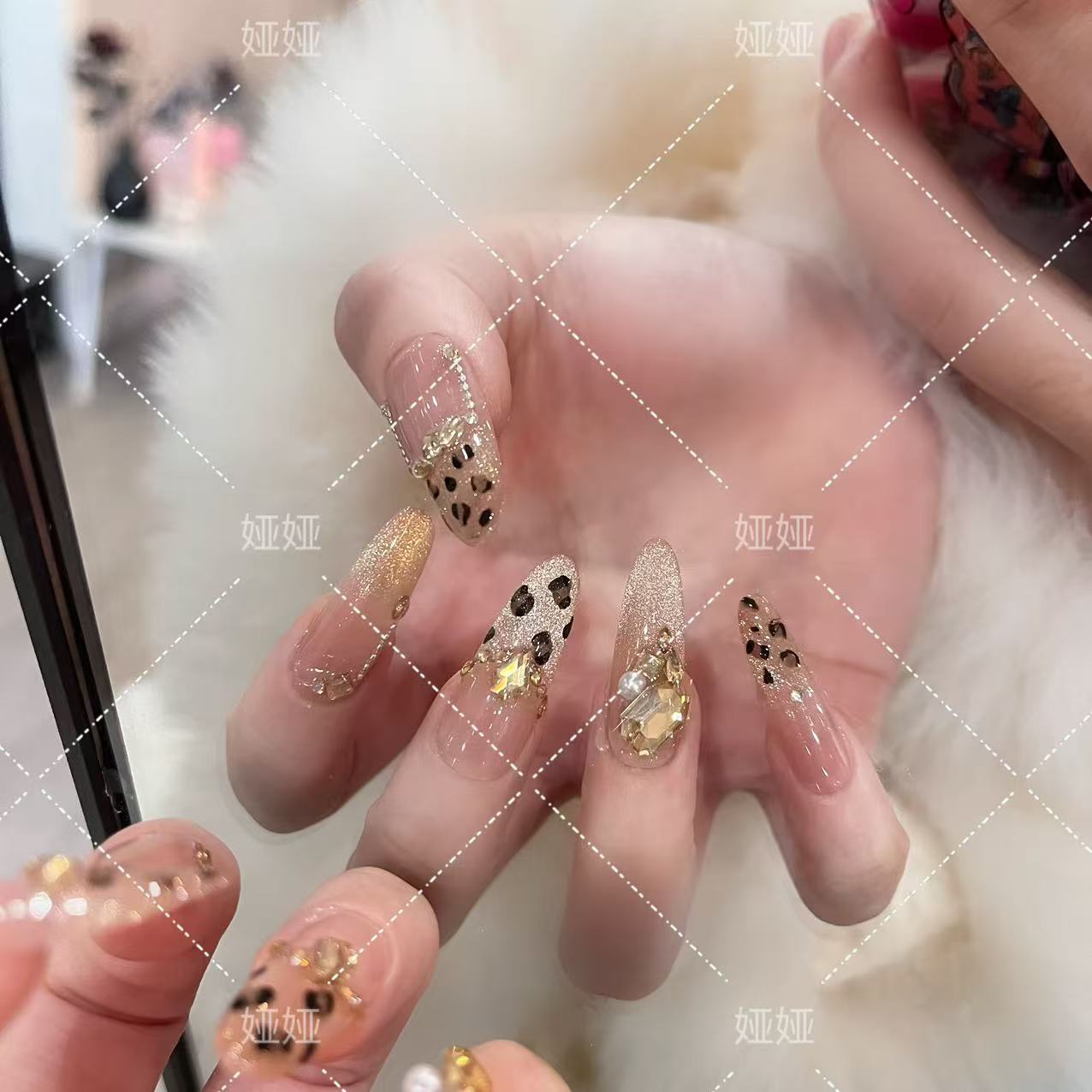【落日熔金】纯手工穿戴甲可拆卸十片装