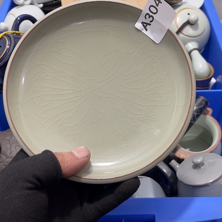 圆***梦瓷片茶摆件微瑕介意勿拍