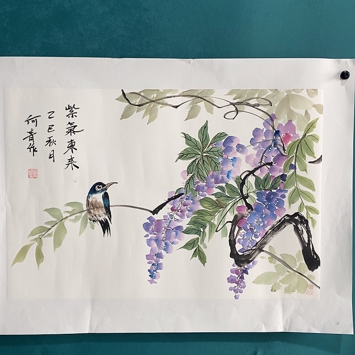 国画四尺三开手绘作品