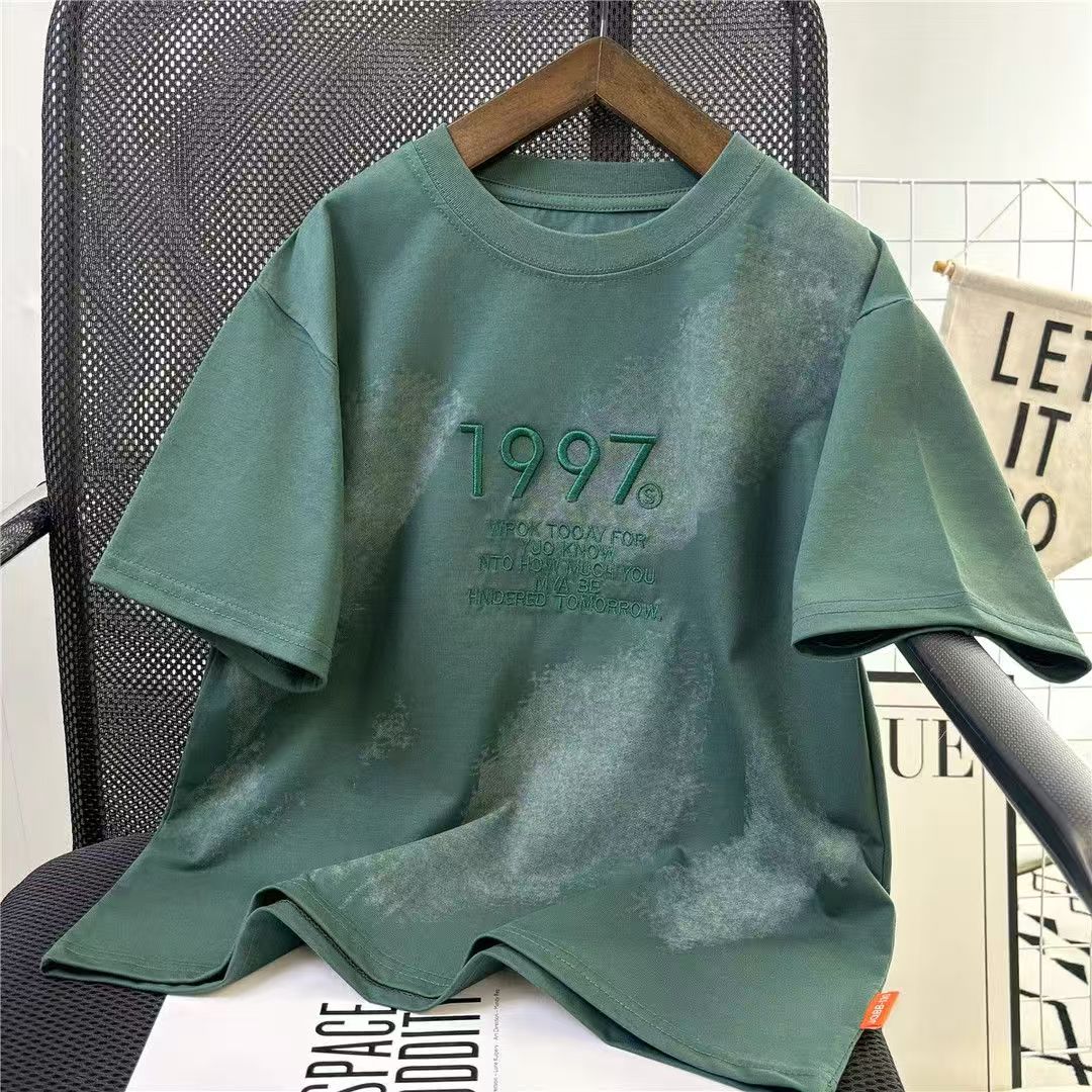 502972男童T恤2025新款短袖圆领潮酷洋气上衣中大童渐变韩版半袖