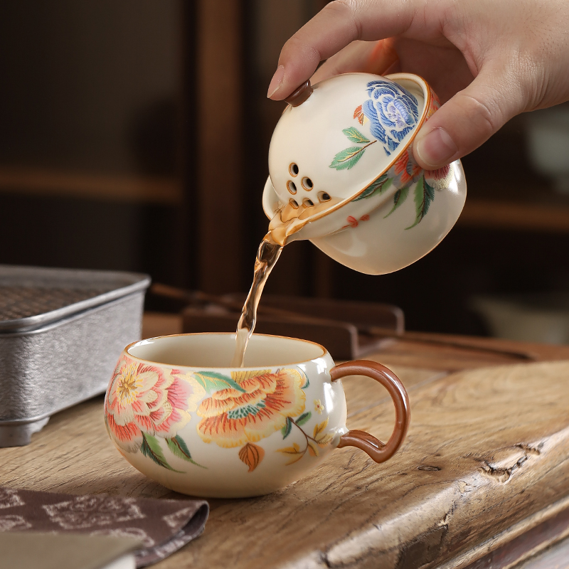 草木灰快客杯一壶三杯一体收纳旅行茶具便携套装户外露营泡茶盖碗