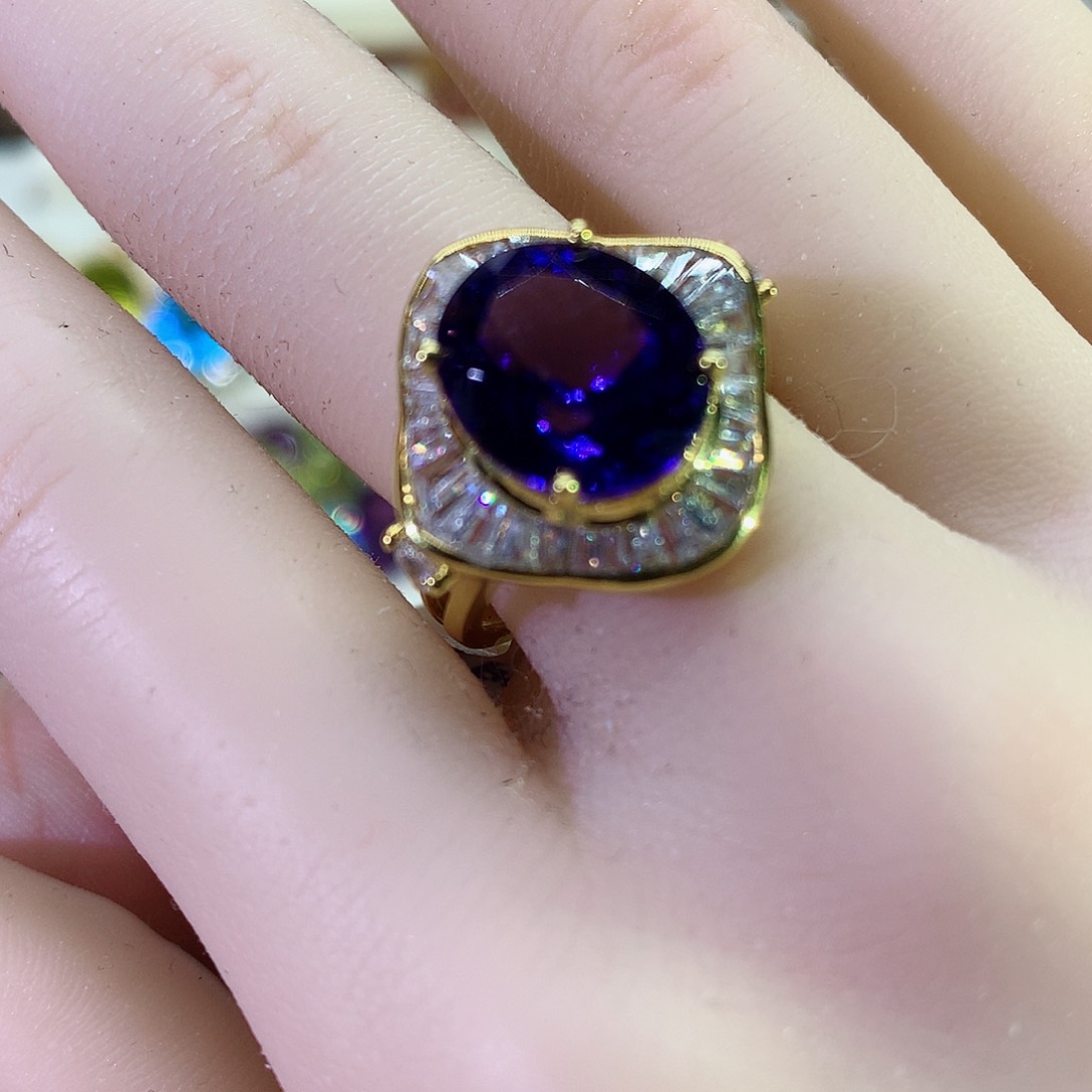 坦桑石戒指18K金镶嵌