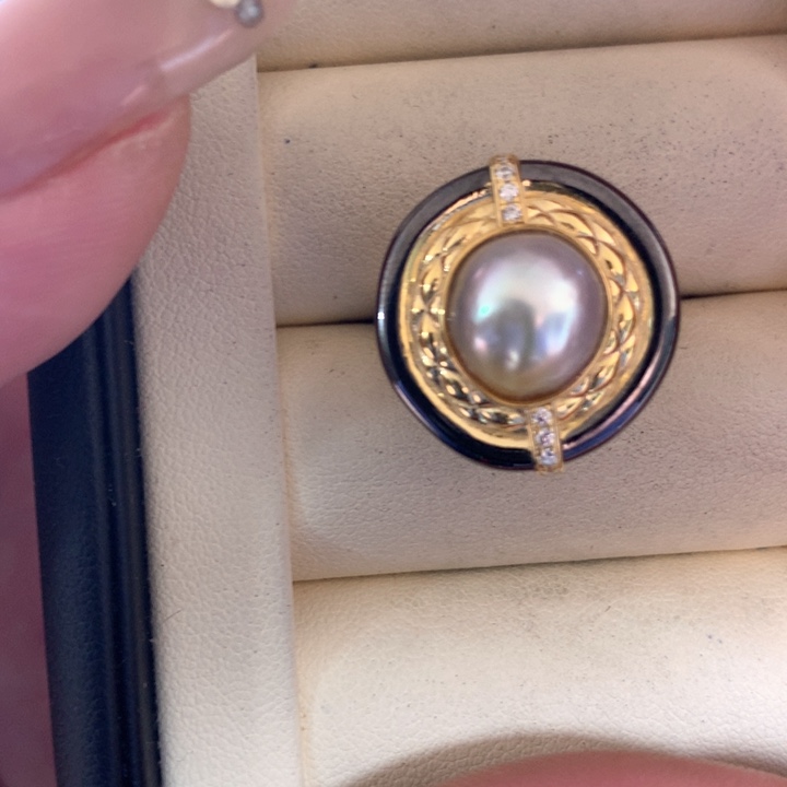 银S925镶嵌戒指海水珍珠