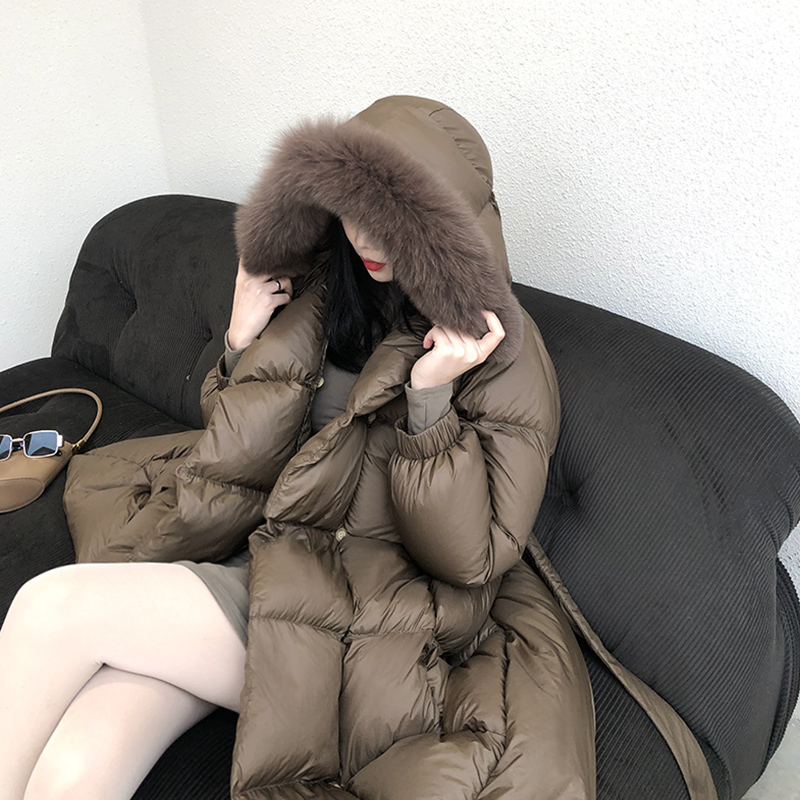 【老登严选】女士加厚长款鹅绒服时尚连帽保暖洋气