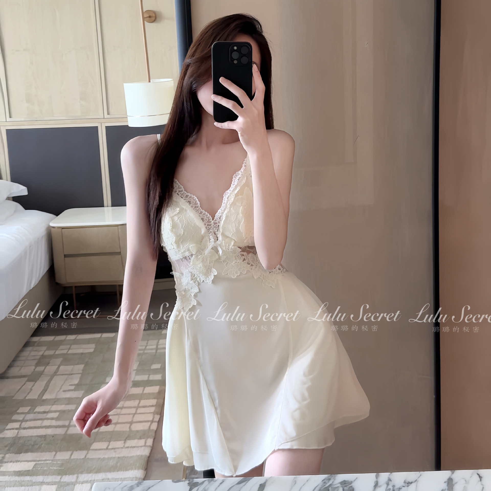 【月影单吊带】性感睡衣女冰丝带胸垫吊带睡裙性感睡衣纯欲露背短裙
