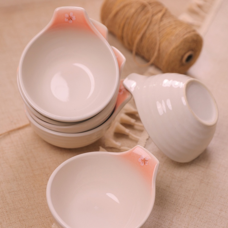 家用米饭碗釉下彩可爱粗陶小碗一人食蘸料碗小料碟把碗外贸尾单