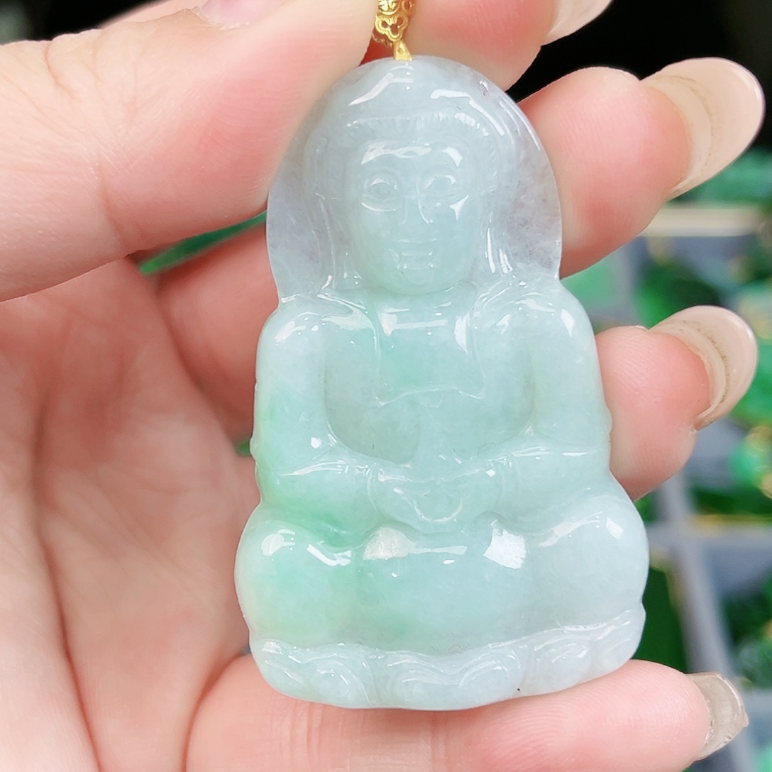 翡翠颈饰18K金镶嵌吊坠