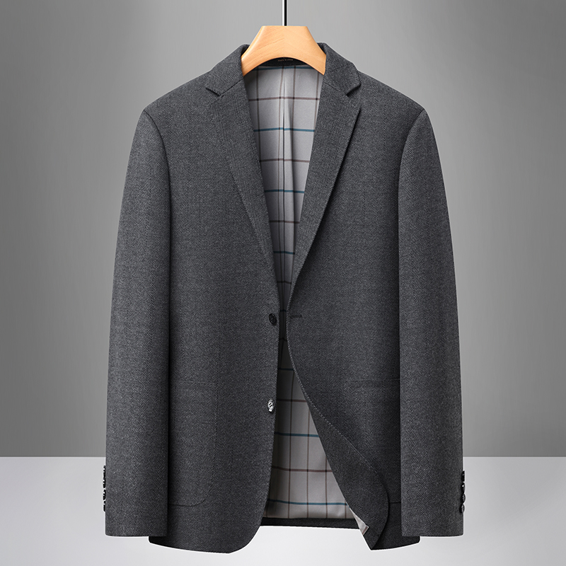大码男士高档商务秋季新款修身暗纹休闲小西装西服上装