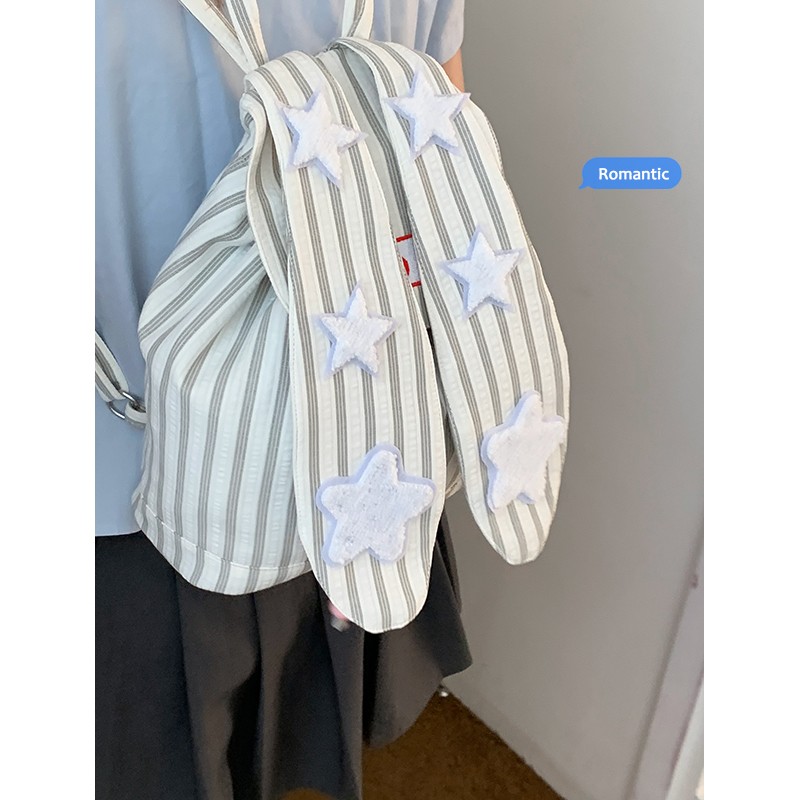 可爱兔耳朵双肩包包女款2025新款学院风时尚出游小背包学生书包