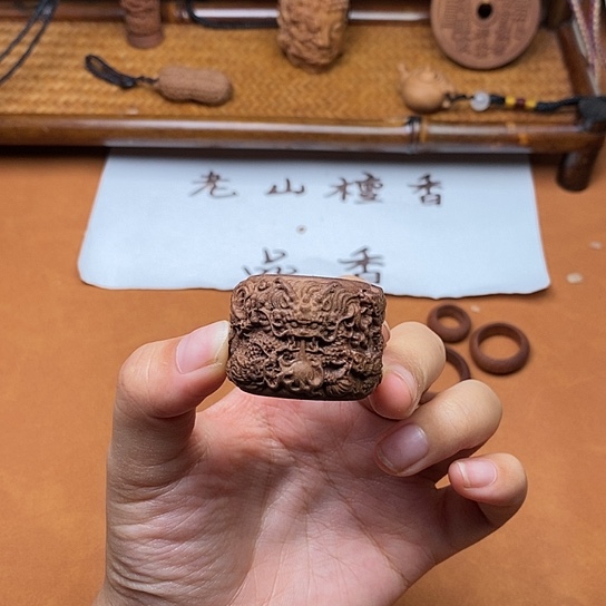 檀香木手串/手链九龙戏珠扳指