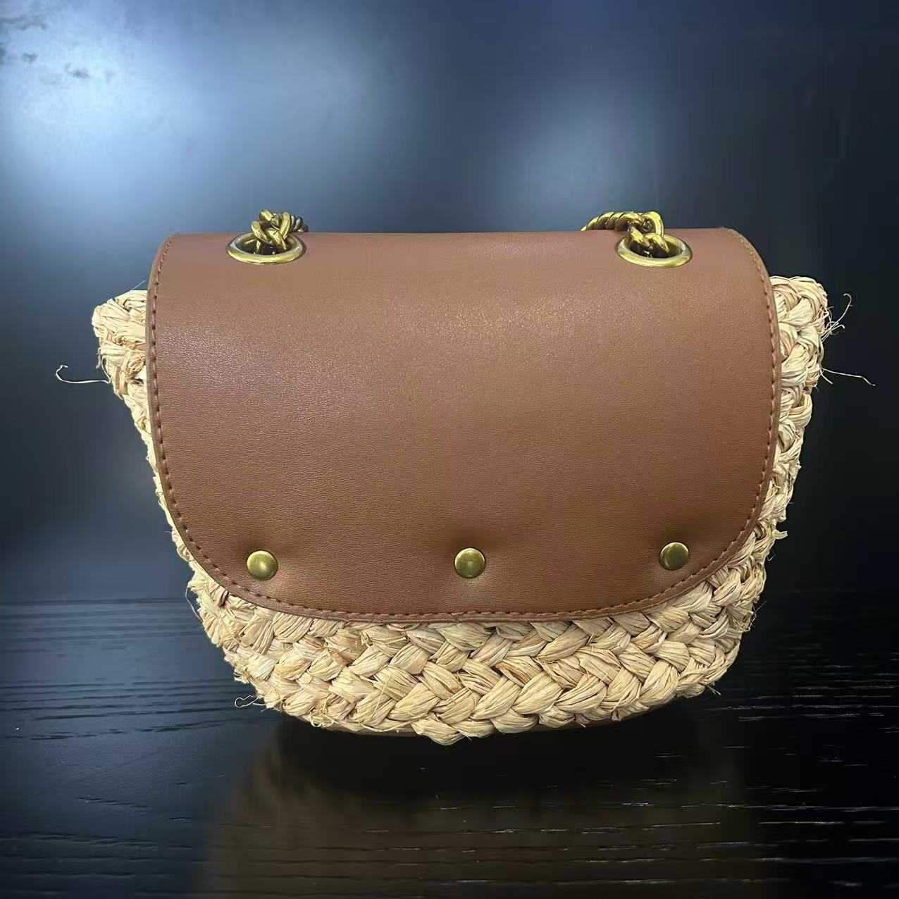 COCO DICV2025新款高端定制时尚女包  阳编织菜篮 棕色