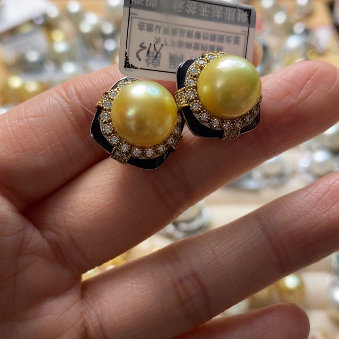 海水珍珠耳饰银S925镶嵌