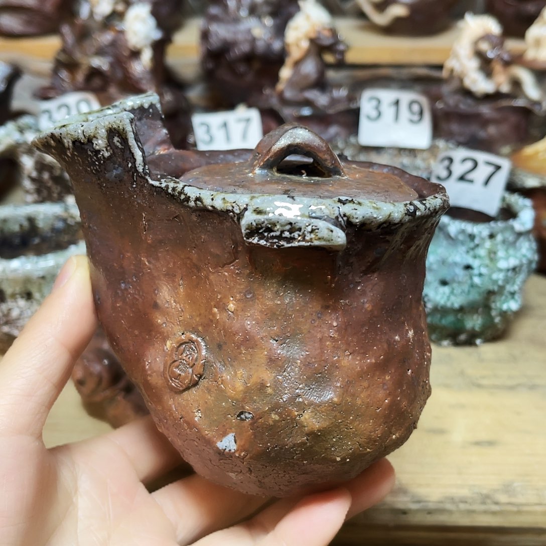 杯柴烧粗陶手捏宝瓶微瑕