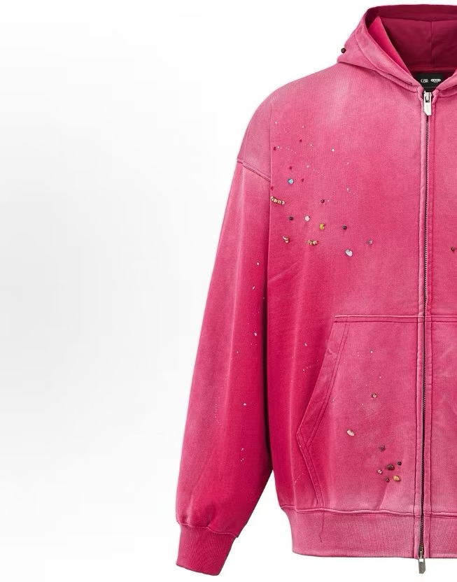 G101GOODBRAND日晒落色水洗手工串珠轻奢时尚拉链卫衣 男女同款