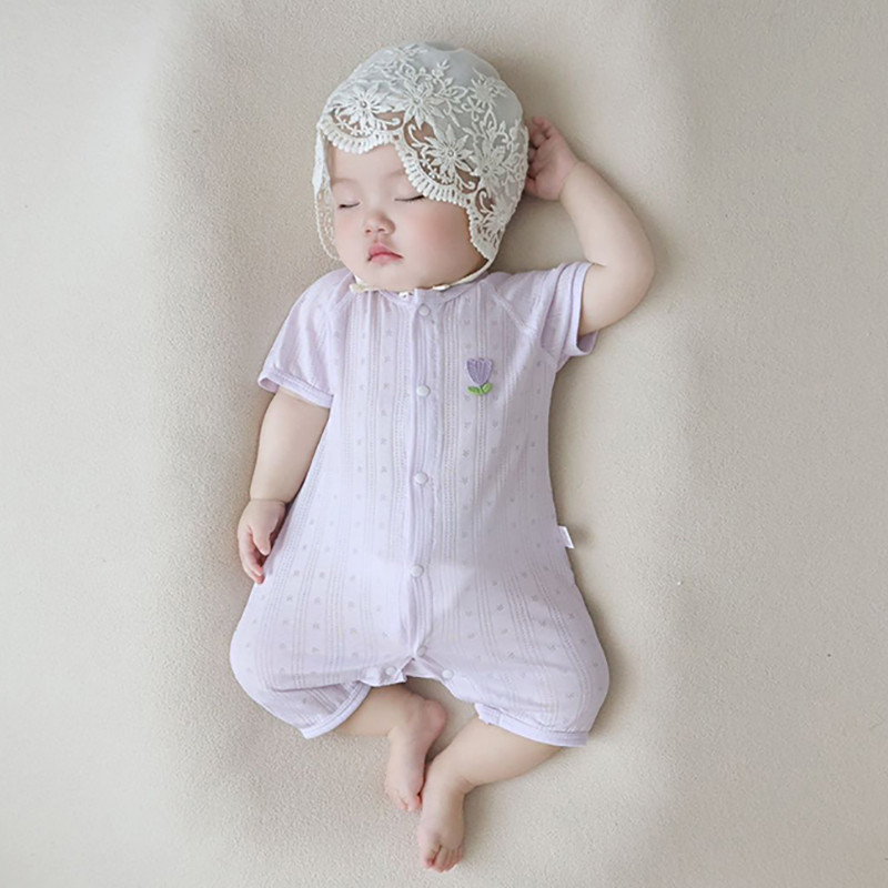 婴儿短袖连体衣新生儿夏季薄款透气夏装哈衣睡衣宝宝空调服