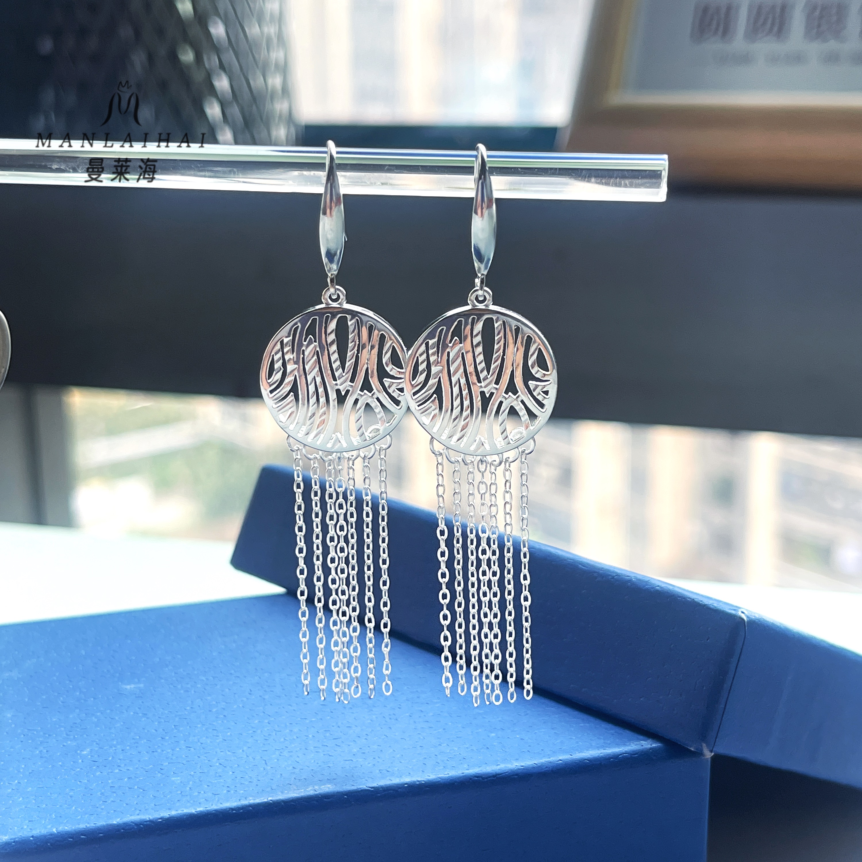 足银耳饰 花丝镂空不规则复古流苏加粗耳钩轻奢流苏520礼物送女友