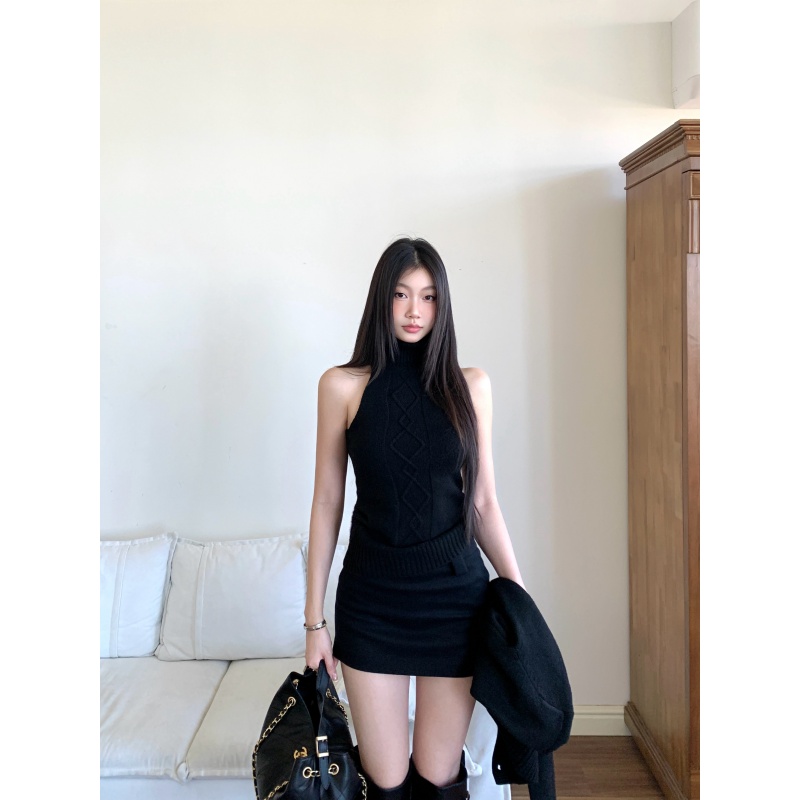 withmin凉皮 秋冬辣妹低腰毛呢修身显瘦包臀裙A字裙 J260319