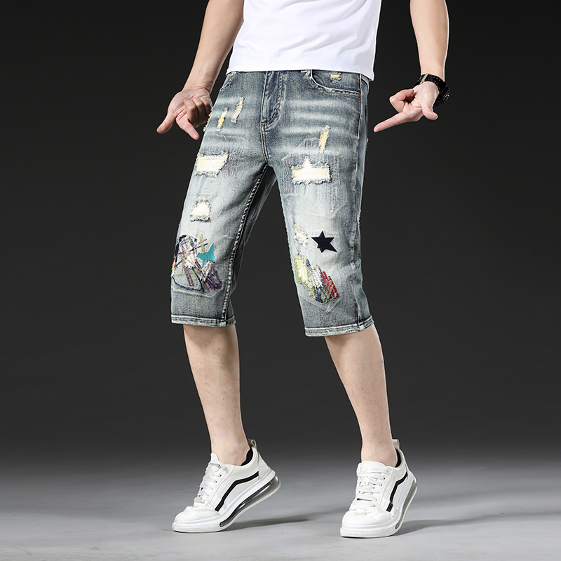 【七分裤多款】夏季潮流牛仔裤牛仔短裤男直筒百搭男牛仔中裤男式