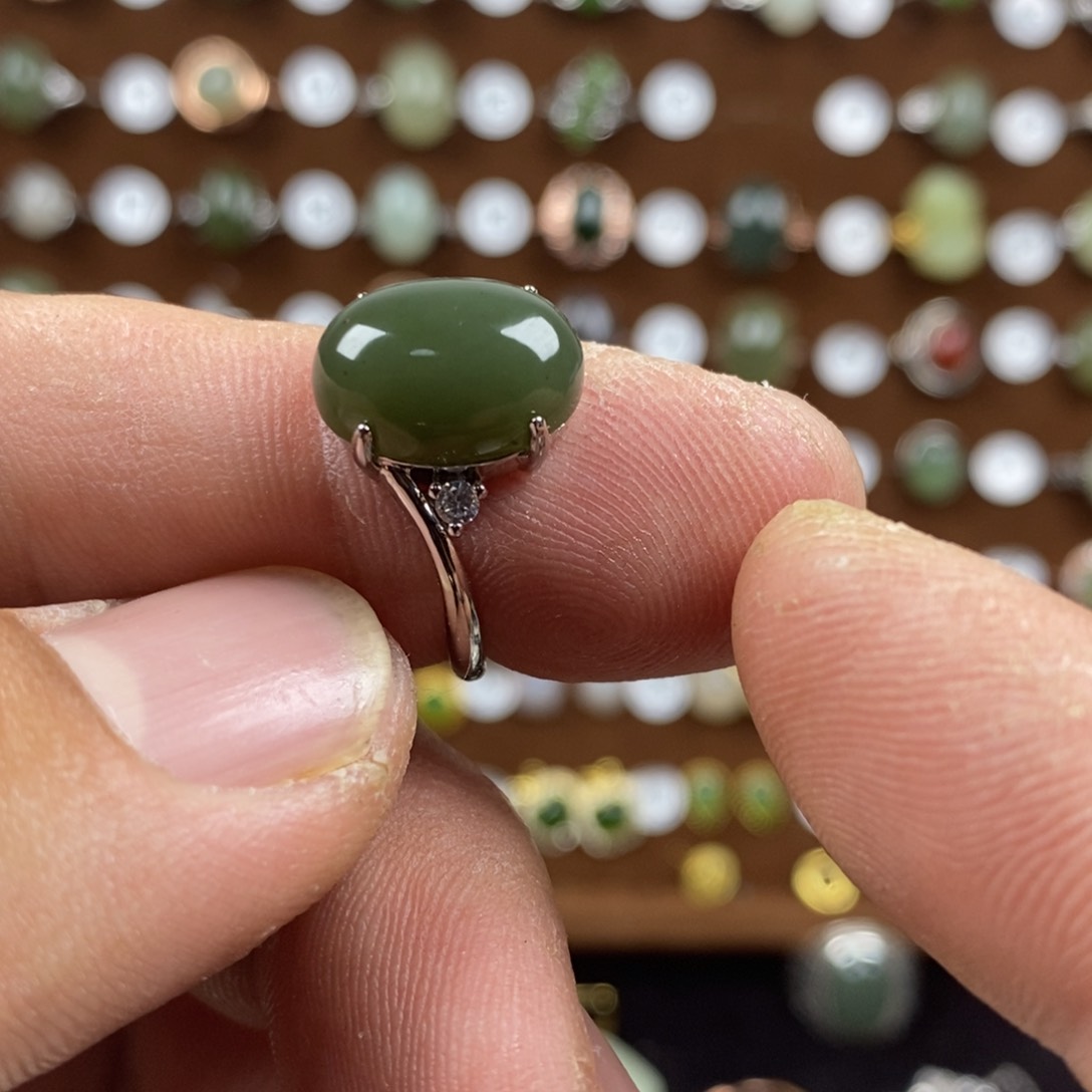 和田玉（青玉）戒指合金