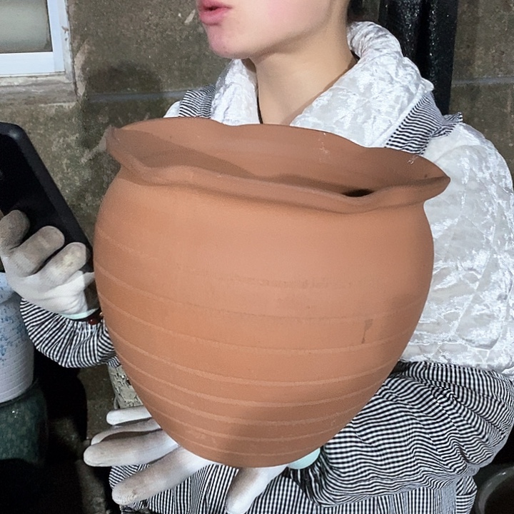 紫砂花盆瑕疵口25高23