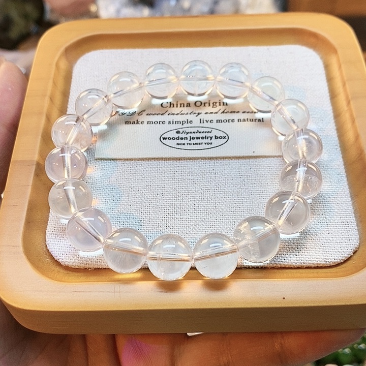 水晶手链未镶嵌天然冰橘粉水晶手链12mm