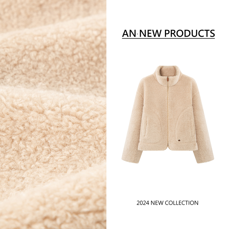 B11209冬季新款时尚设计感小个子加绒百搭立领纯色外套