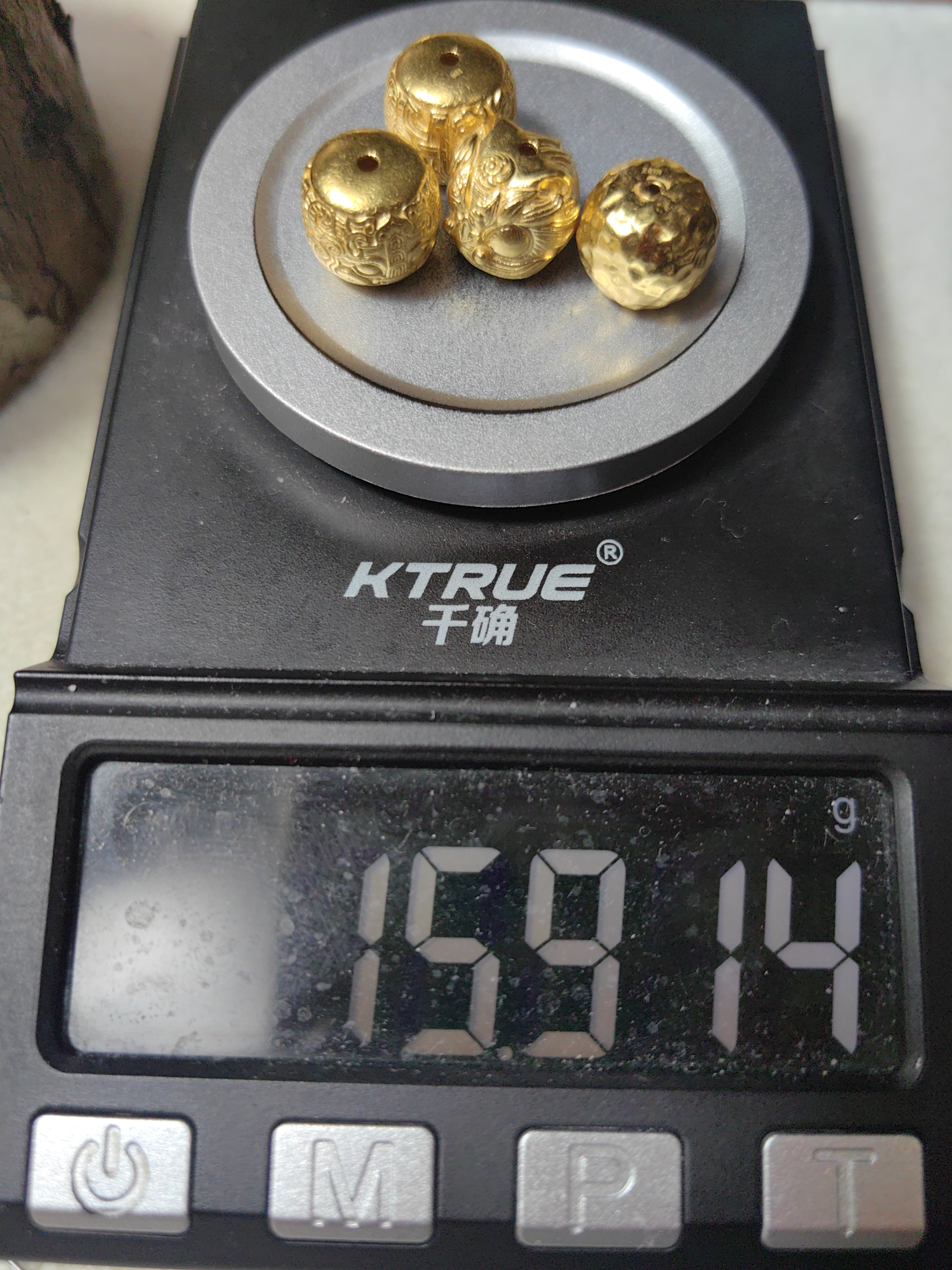 足金999饕餮金珠醒狮锤纹金珠黄金手串配饰