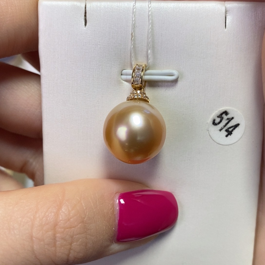 海水珍珠吊坠(不含链)18K金镶嵌