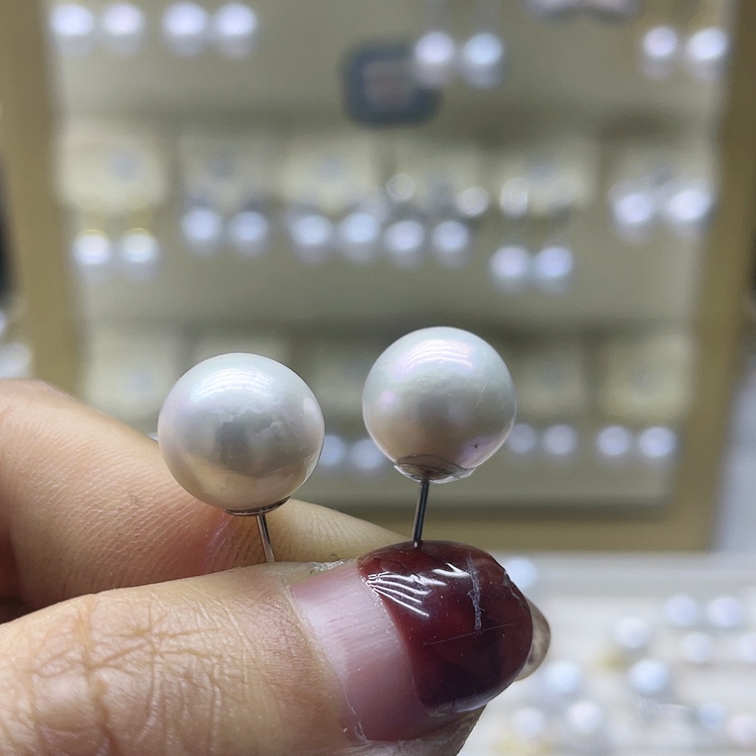淡水珍珠耳饰银S925镶嵌