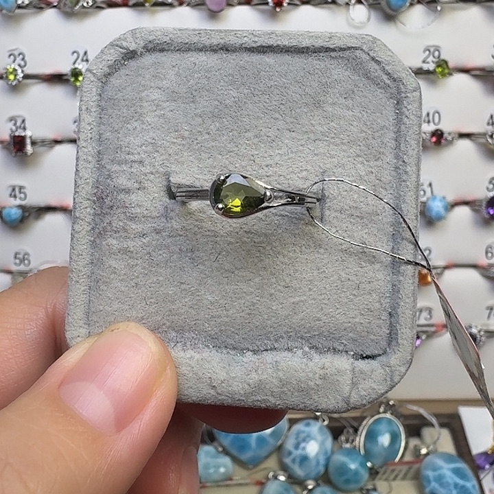 戒指碧玺银S925镶嵌