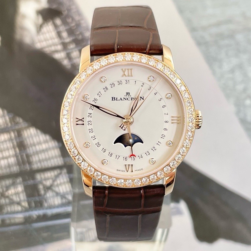 99新 Blancpain 21年宝珀 33mm 月亮美人 6126-2987-55B 玫瑰金