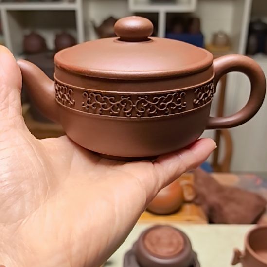 残***静紫砂茶宠汉瓦壶150cc左右老青水泥