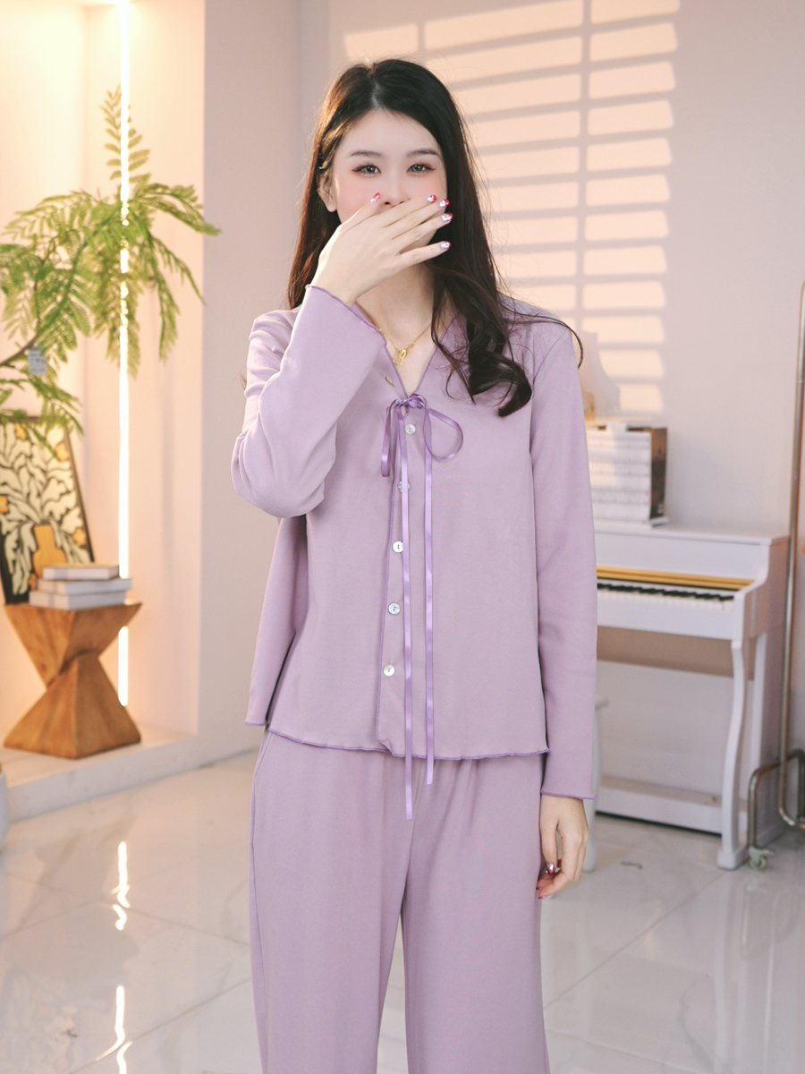 2025春款女士款舒适时尚纯棉睡衣可外穿长袖家居服春秋YR