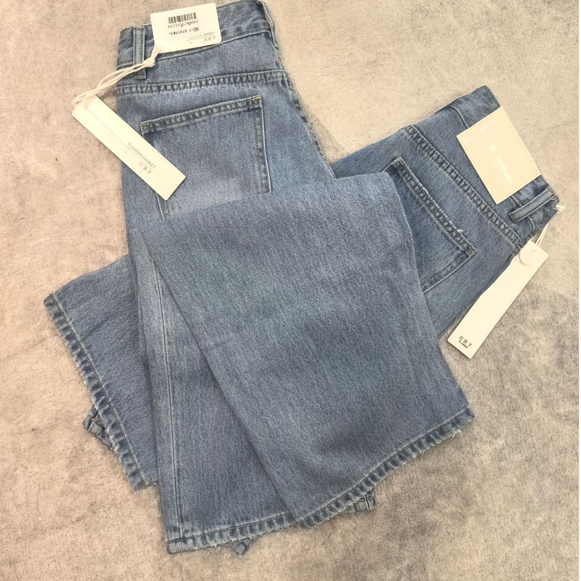 SU【918-1】花65 素素 MWMA春上新!升级超爆裤王奶白标无弹九分直筒