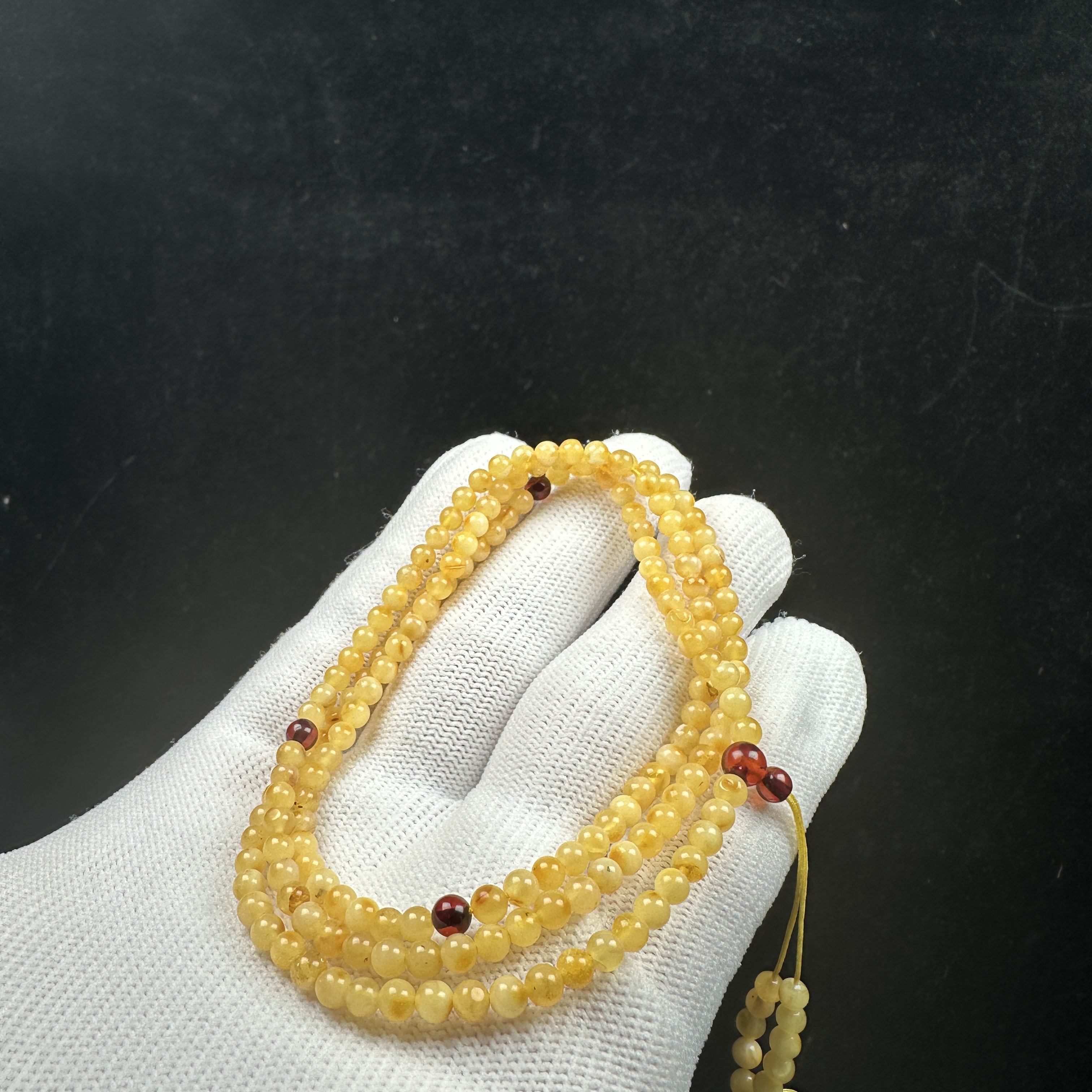 D4514天然蜜蜡小米链-瑕疵 3.4mm 支持复检 假一罚十