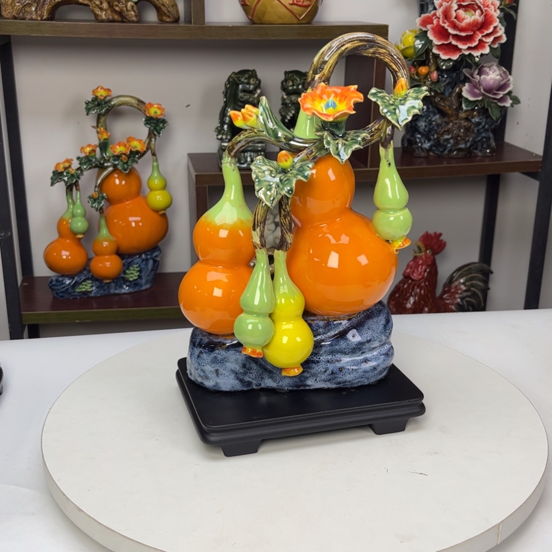 陶瓷五福临门葫芦长18高30