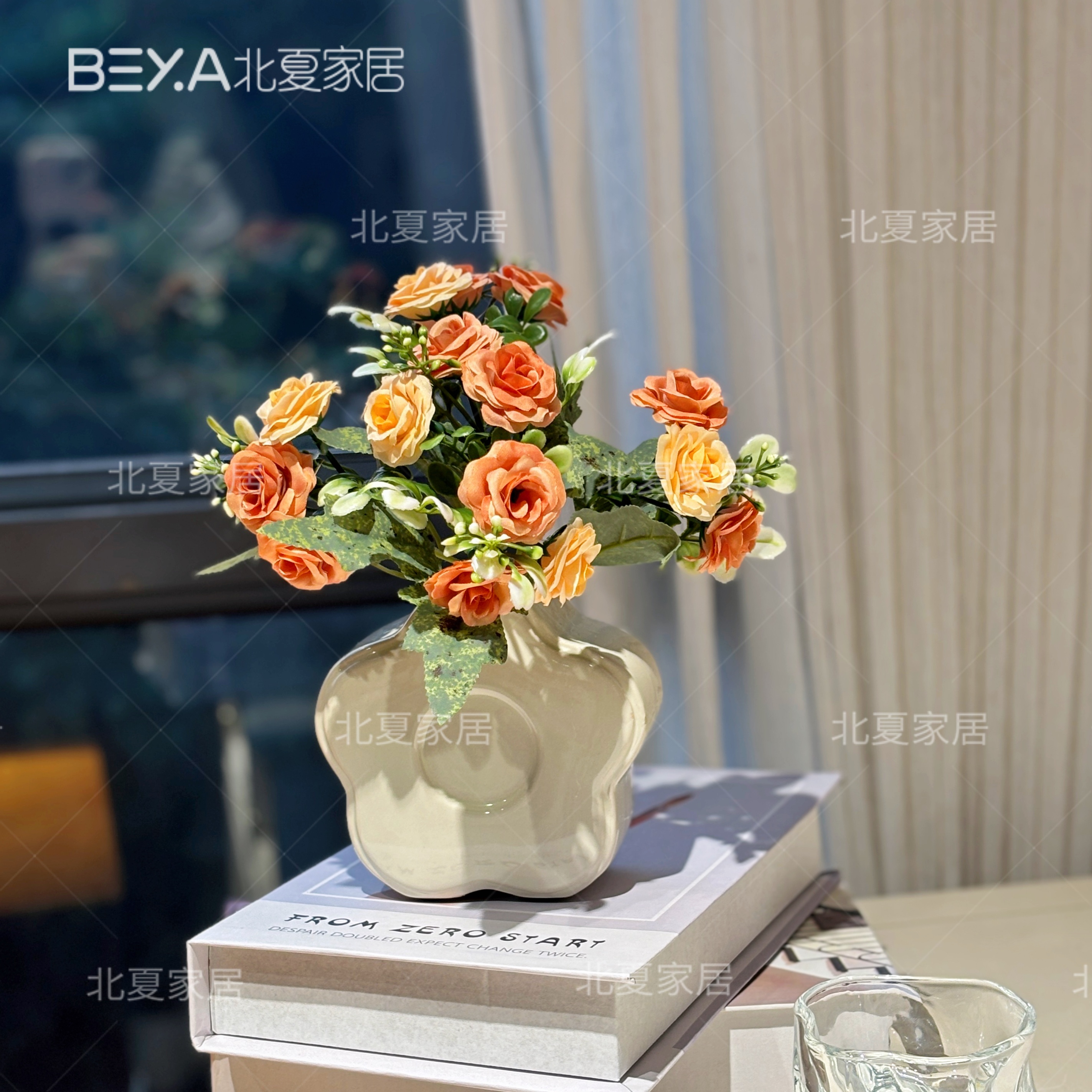 奥斯玫瑰仿真花复古手捧花家居客厅氛围感装饰摆件拍照道具