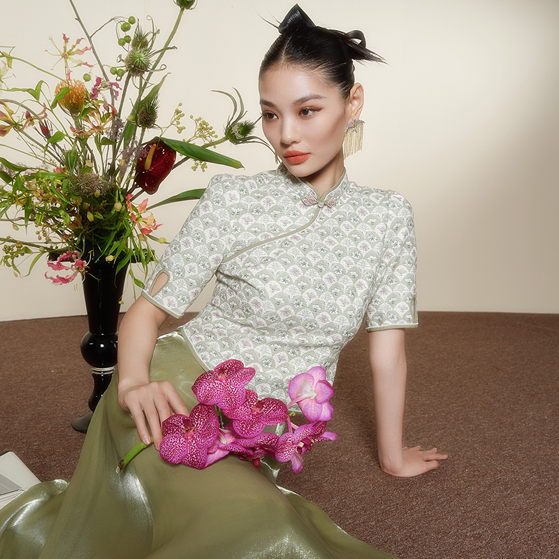 【媛媛女王专享】【如梦令】新中式国风改良旗袍盘扣衬衫女P33SC4788