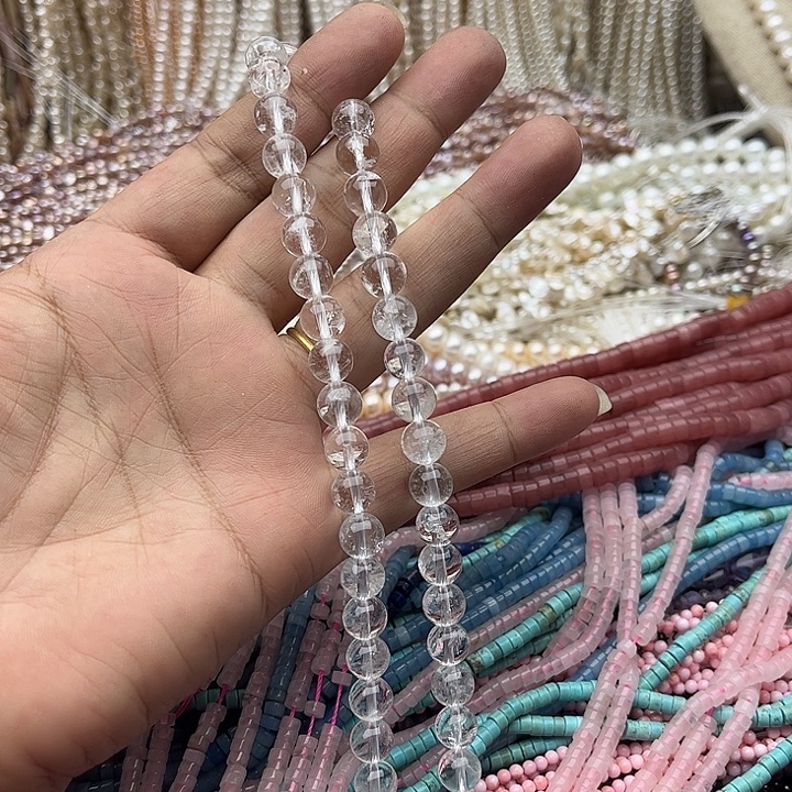 玛瑙/玉髓未镶嵌珠宝半成品一条6mm左右白水晶