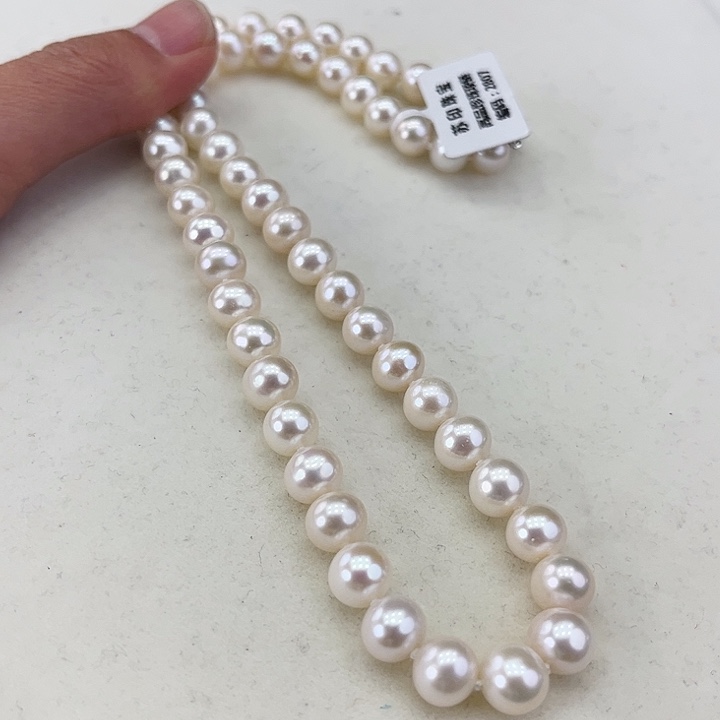 淡水珍珠颈饰银S925镶嵌卡8极光炫彩高品