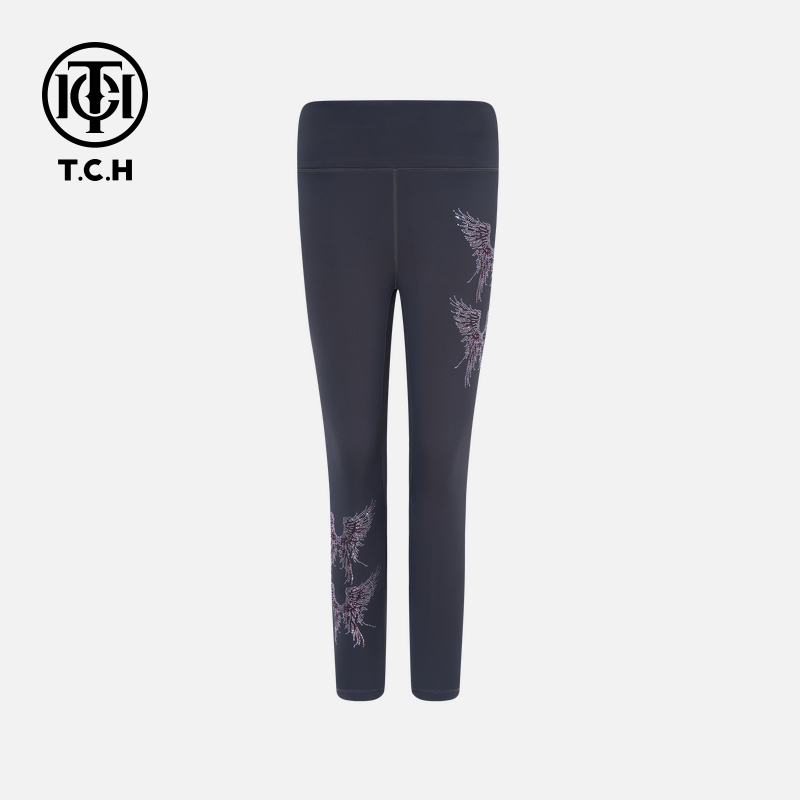 TCH【时尚内搭】冬款保暖简约烫钻加绒加厚灰色打底裤T75D23E1010