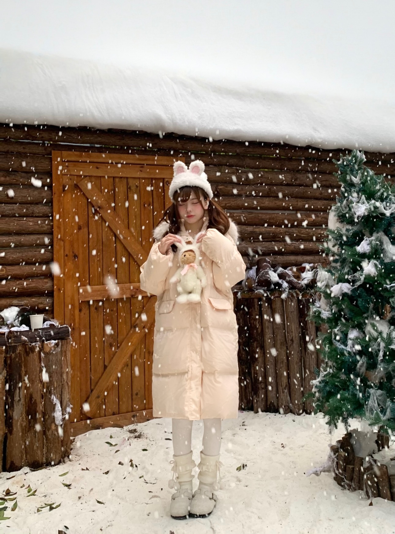 「小鸟原创」“泡芙奶昔”甜妹软糯保暖白鸭绒羽绒服～大毛领可拆卸