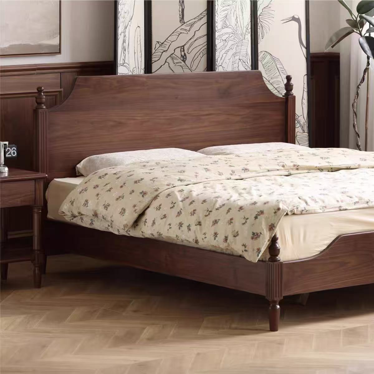 北美黑胡桃木法式复古全实木大床