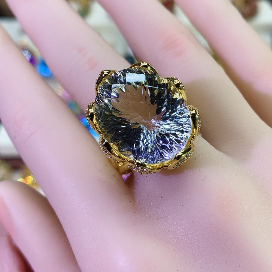 托帕石戒指银S925镶嵌