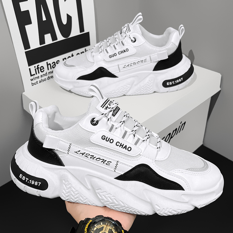 鞋子男2025新款爆款夏季网面透气男士运动休闲厚底增高潮牌老爹鞋