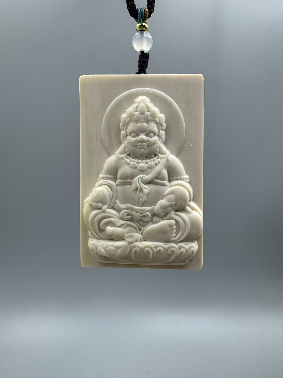 M50600天然猛犸 黄财神 方牌 吊坠 挂坠